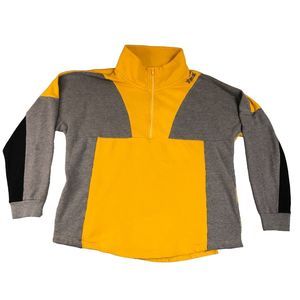 Victorias Secret PINK Sweater Womens Large Gray Mock Neck Pullover 1/4‎ Zip Logo